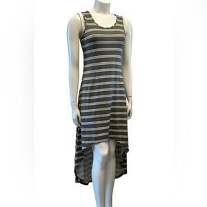 MAGAZINE Chic Olive Striped High-Low Dress